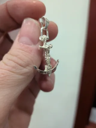 Colgante Cruz Ancla Plata 925