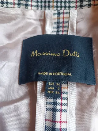 Blazer Massimo Dutti cuadros beige y rosa