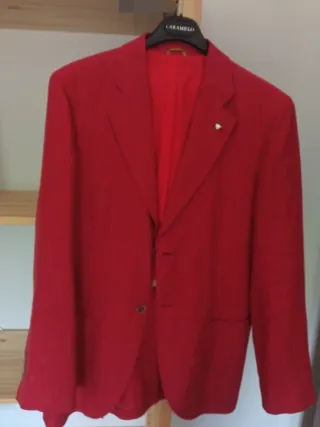 Americana Caramelo Lino Talla 50 Roja