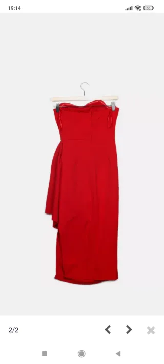 Vestido rojo elegante sin tirantes