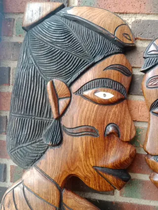 Figuras madera tallada decoración antigua