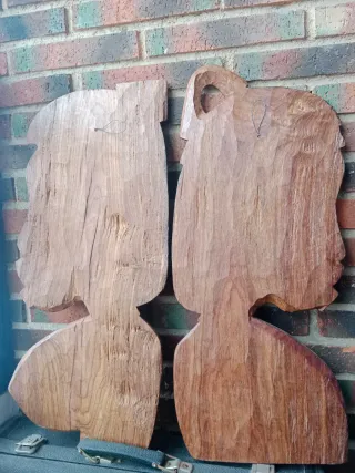 Figuras madera tallada decoración antigua