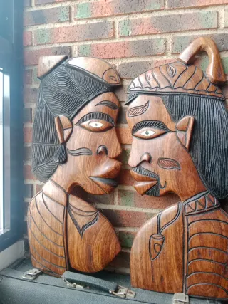 Figuras madera tallada decoración antigua