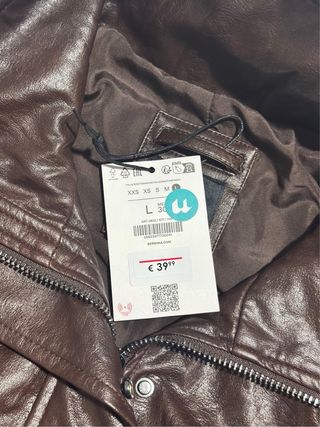 Cazadora polipiel marrón oversize