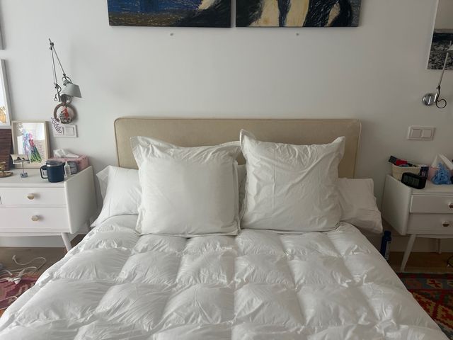 Cabecero Cama 150cm Beige Tela