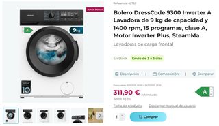 Lavadora Cecotec Bolero DressCode 9kg nueva