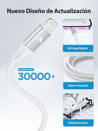 Cavo in nylon intrecciato per iPhone, carica rapida 2M