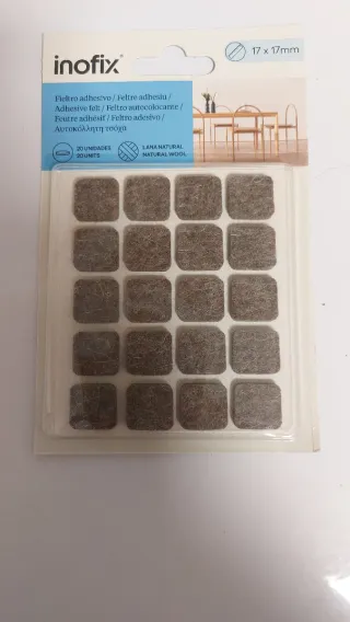 20 Fieltro Adhesivo para Patas Muebles 17x17mm