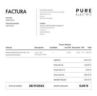 Patinete Eléctrico PURE AIR GO+