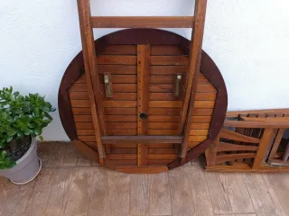 Mesa y 2 Sillas Plegables Madera Terraza