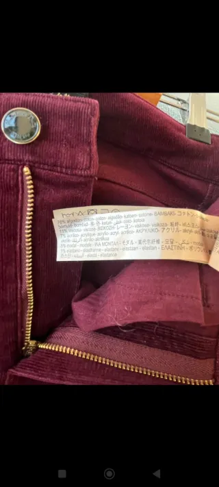 Pantalones Massimo Dutti granate Pana