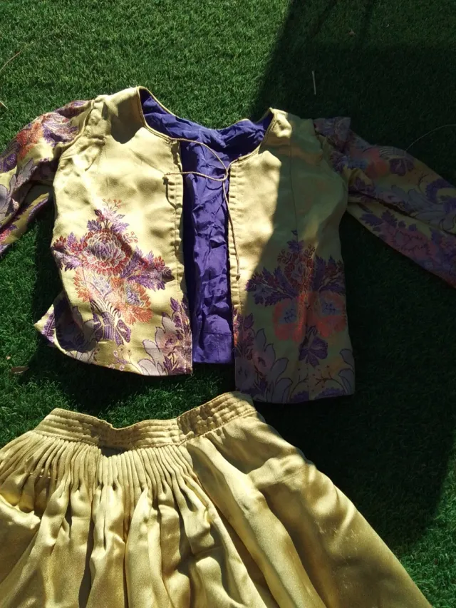 Traje regional seda oro y morado