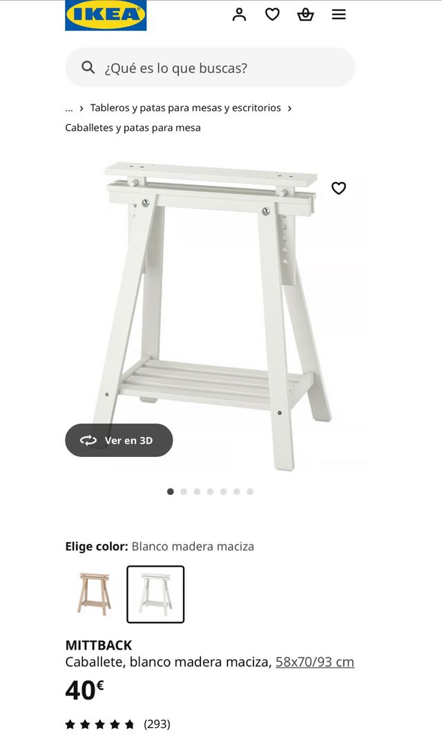 2 Caballetes IKEA MITTBACK Madera Blanca