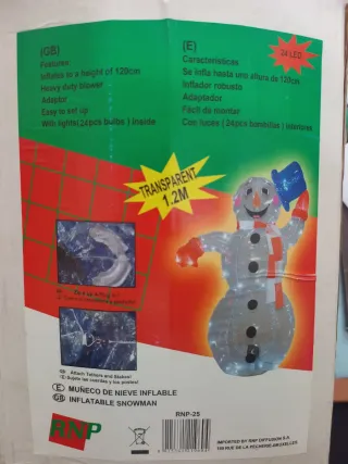 Muñeco Nieve Inflable 1.2m con Luces LED