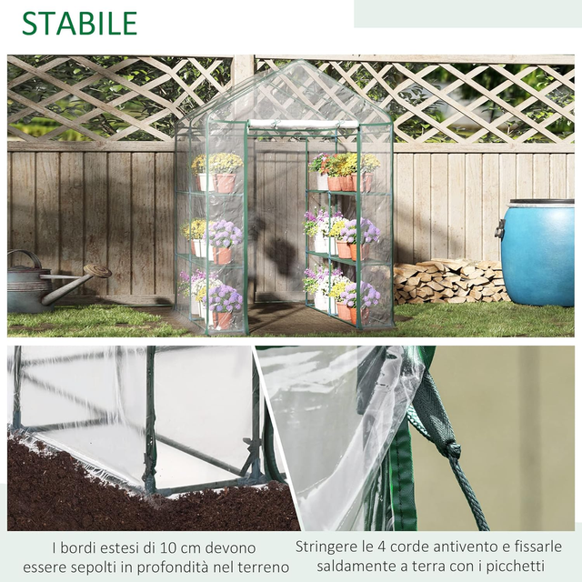 Serra da Giardino Esterno in PVC Trasparente, Serr