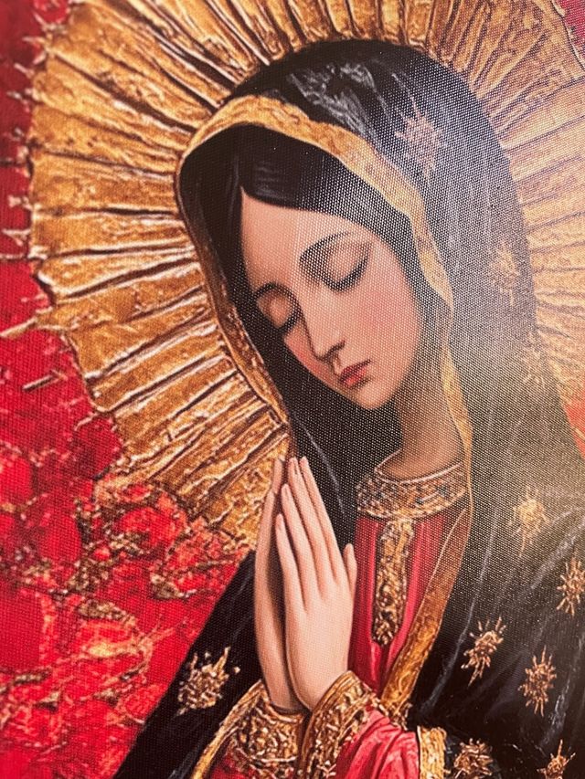 Cuadro Virgen María con Rosas Rojas 30x40cm
