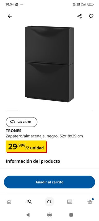 Zapateros ikea Trones Negro