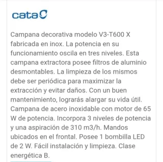 Campana Extractora Cata 60 Cocina