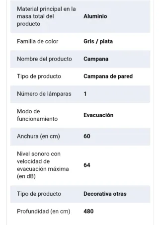 Campana Extractora Cata 60 Cocina