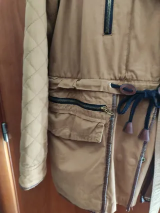 Chaquetón mujer talla M beige/marrón