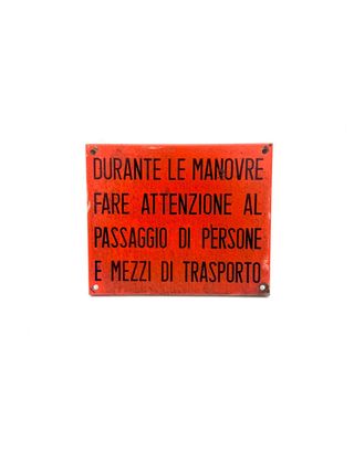 Targa industriale vintage – Avviso manovre – Lamiera verniciata