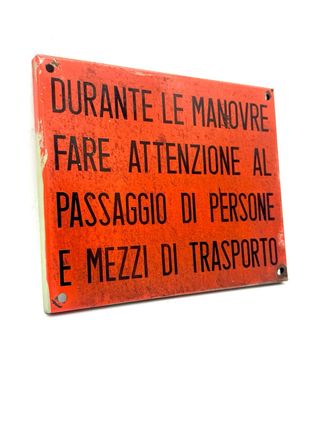 Targa industriale vintage – Avviso manovre – Lamiera verniciata
