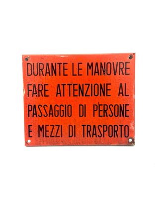 Targa industriale vintage – Avviso manovre – Lamiera verniciata