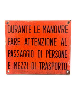 Targa industriale vintage – Avviso manovre – Lamiera verniciata