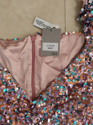 Vestido fiesta lentejuelas mangas abullonadas