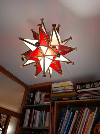 Lámpara estrella cristal rojo y blanco