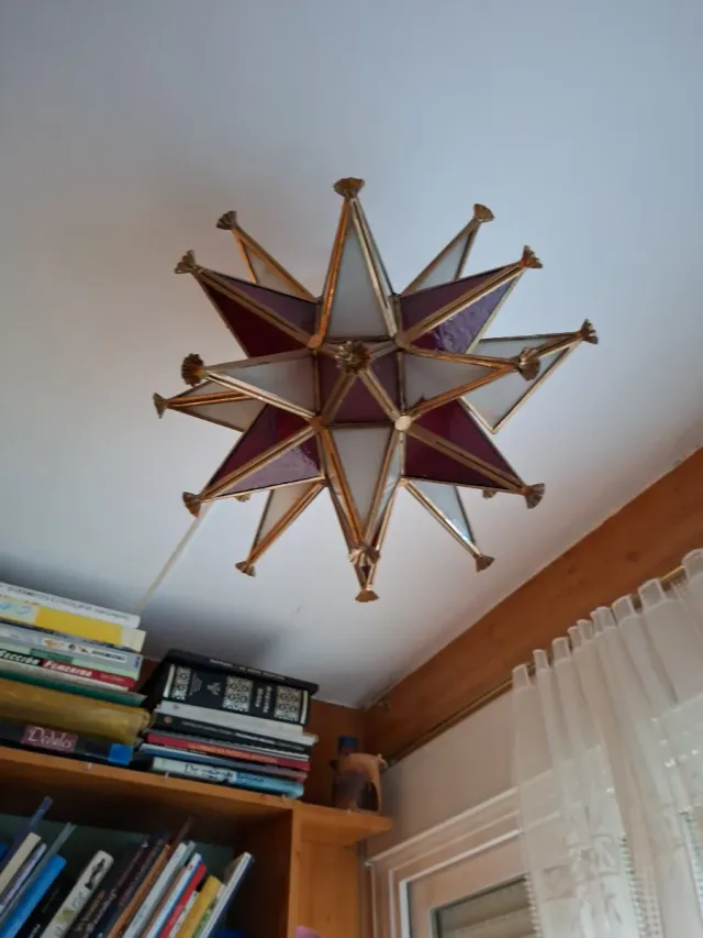 Lámpara estrella cristal rojo y blanco