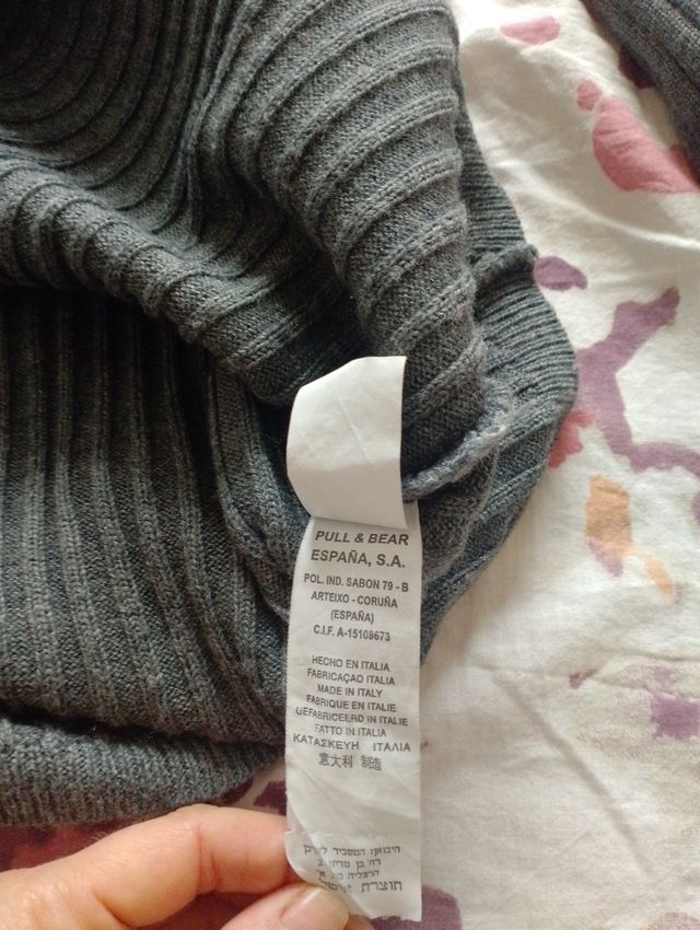 Jersey de lana invierno cuello alto gris