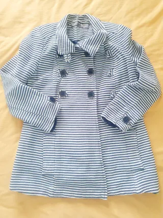 Abrigo Zara Rayas Azul y Blanco