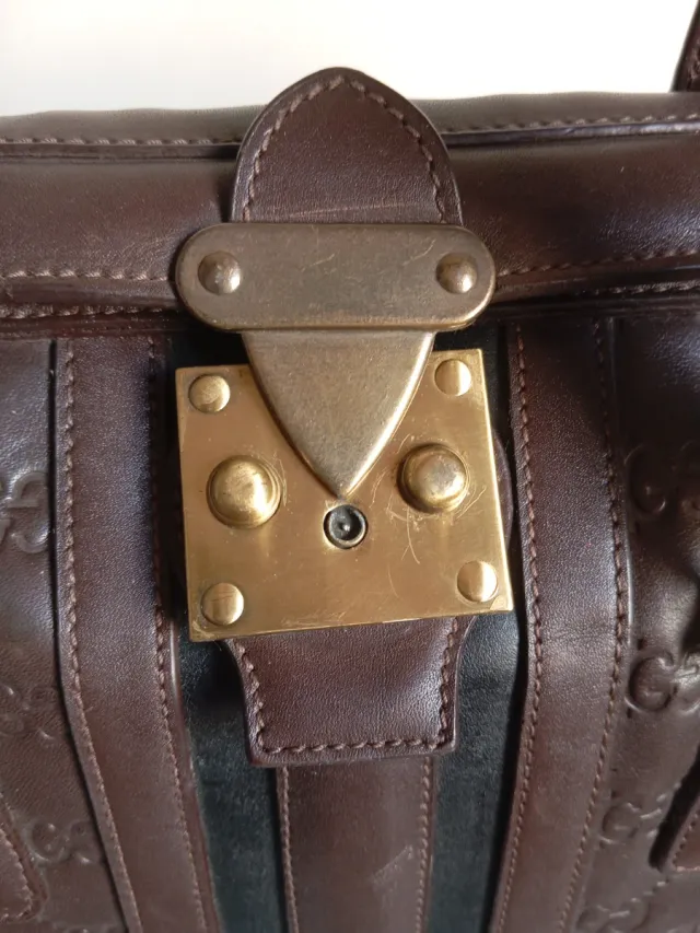 Bolso Gucci Piel Marrón Dorado