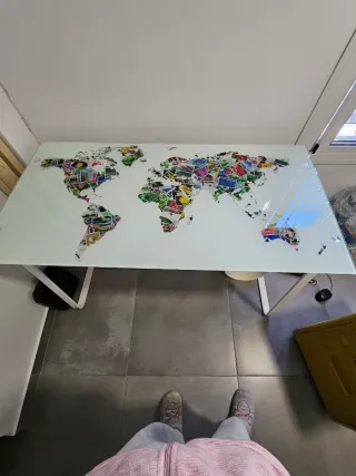 Mesa escritorio cristal mapa mundo medidas 120x60