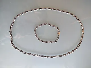 Collar y pulsera metal con circonitas azules