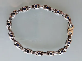 Collar y pulsera metal con circonitas azules