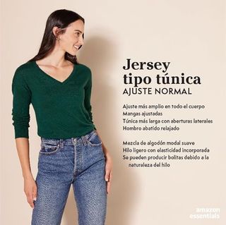 Jersey Túnica Ligero Manga Larga Cuello Pico L