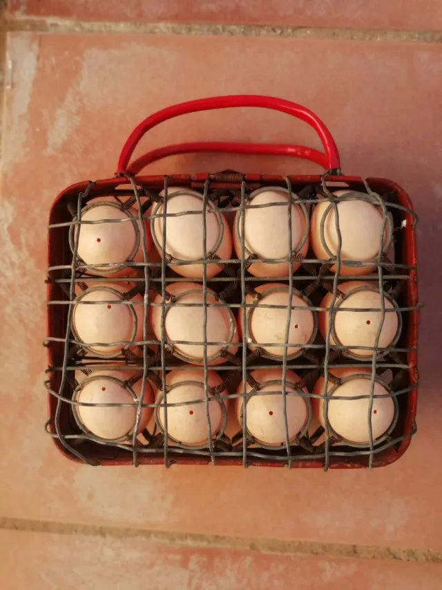 Huevera Retro Metálica Roja