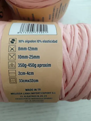 4 ovillos trapillo Melissa Rosa pastel