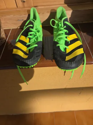 Zapatillas Atletismo Adidas Clavos Verde Amarillo