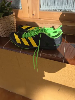 Zapatillas Atletismo Adidas Clavos Verde Amarillo