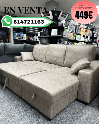 Sofá Cama Beige/Gris Tela