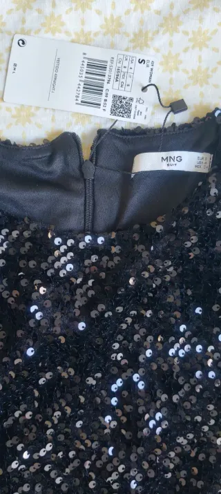 Vestido Mango lentejuelas negro
