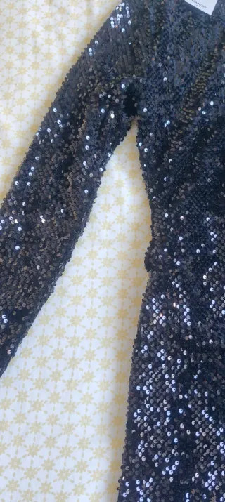 Vestido Mango lentejuelas negro