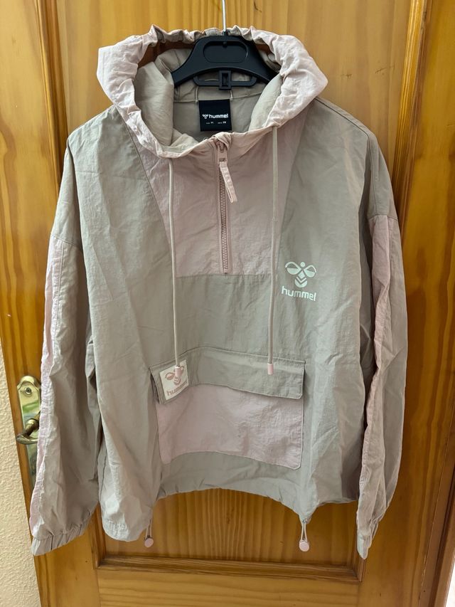 Chaqueta impermeable Hummel beige/rosa Talla M