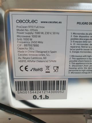 Microondas Cecotec Proclean 9110 Full Inox