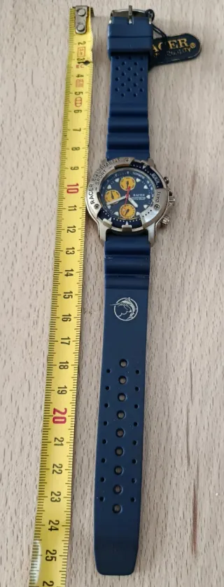 Reloj Racer Cronógrafo Azul y Plateado. Nuevo.