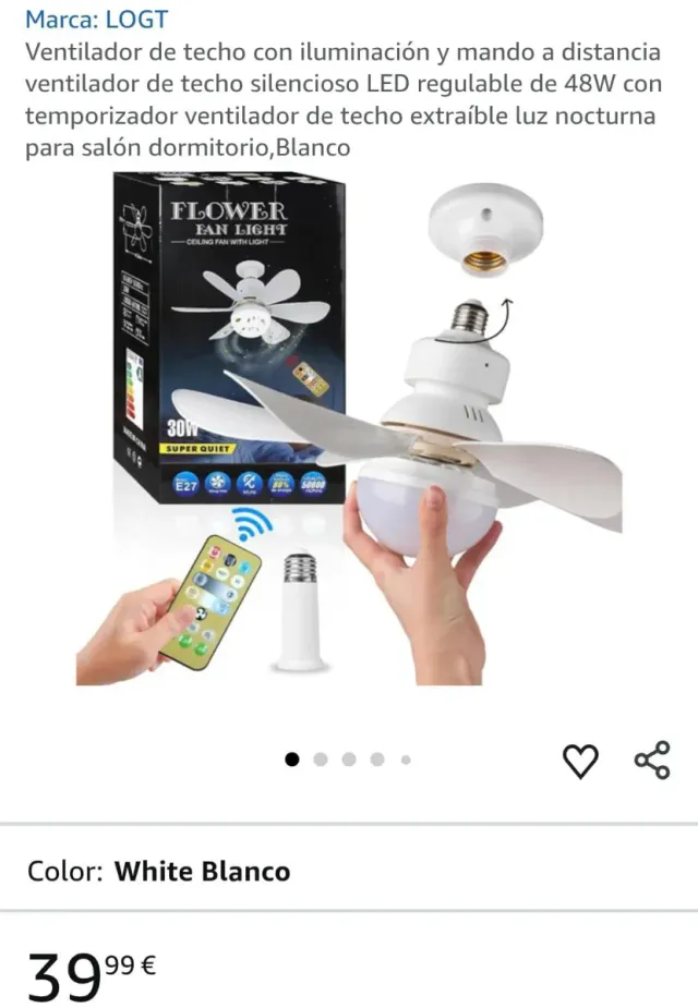 Ventilador Techo LED LOGT con Mando y Luz