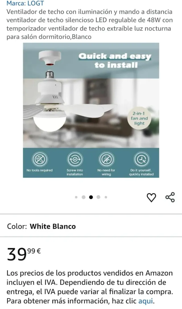 Ventilador Techo LED LOGT con Mando y Luz